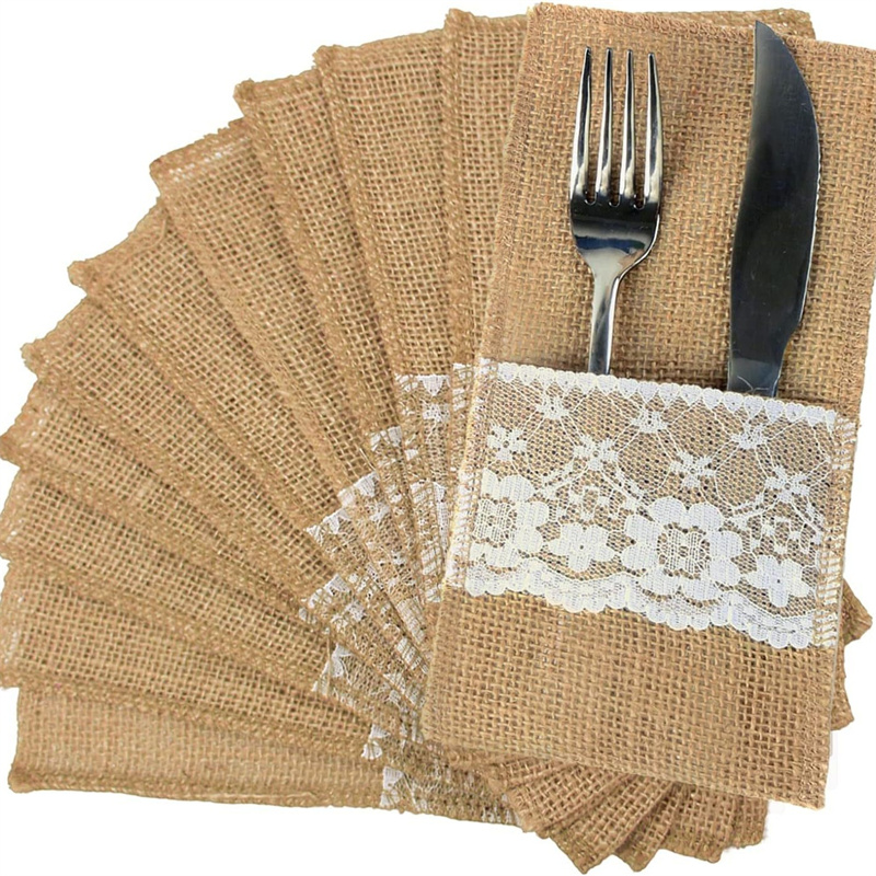 Wedding Supply Rentals - Sacchetto Portaposate in Iuta Rustica con