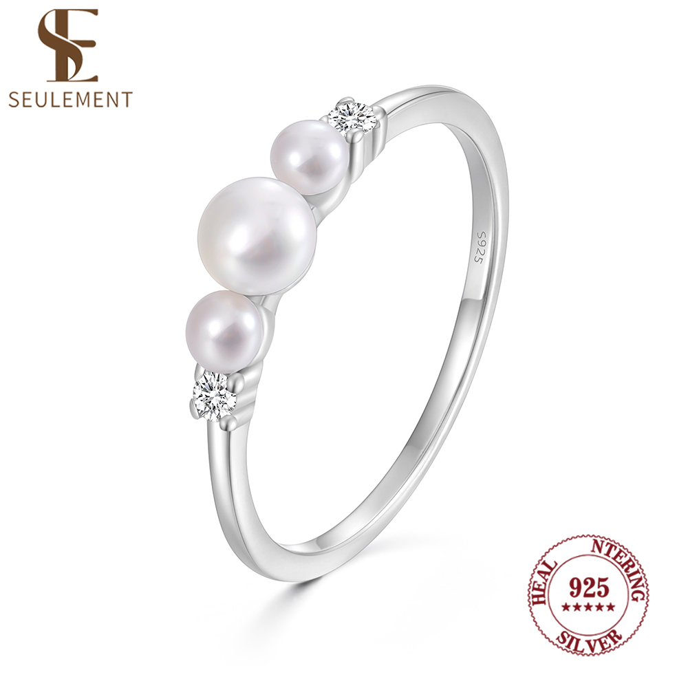 Wedding Z - Anello con Tre Perle in Argento