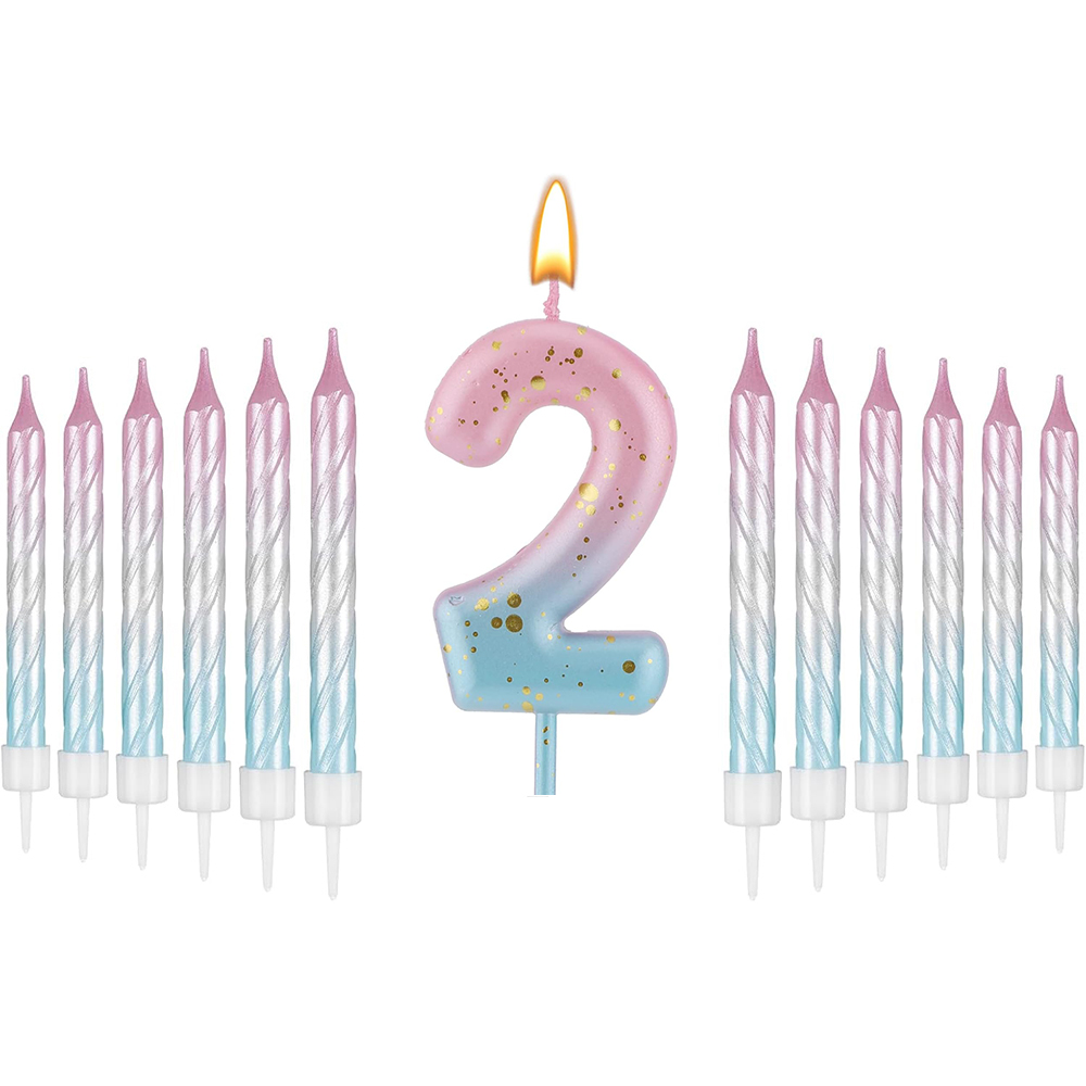 Unity Candle Set - Candeline Digitali per Compleanno, Set Rosa
